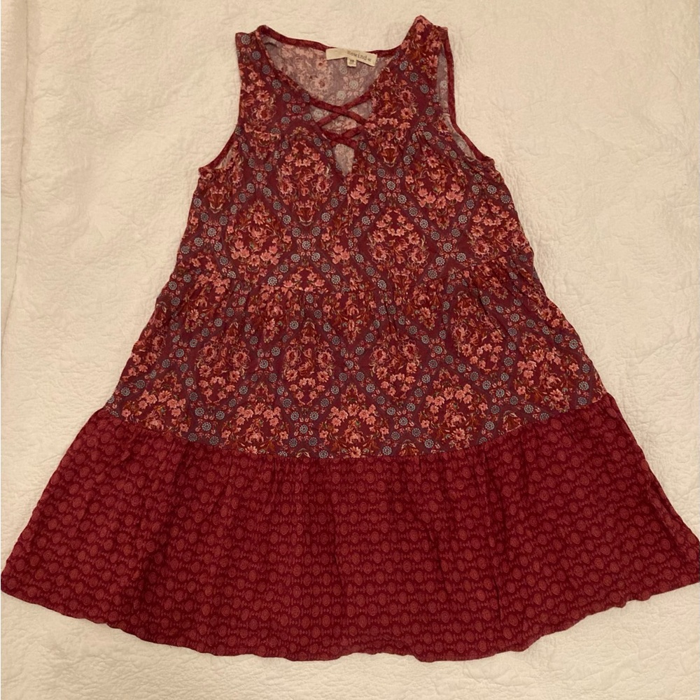 Rewind Floral Sleeveless Red & Blue Boho Dress